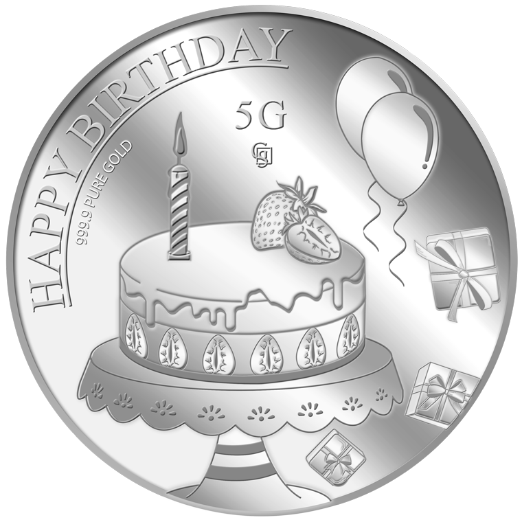 5g Happy Birthday Silver Medallion