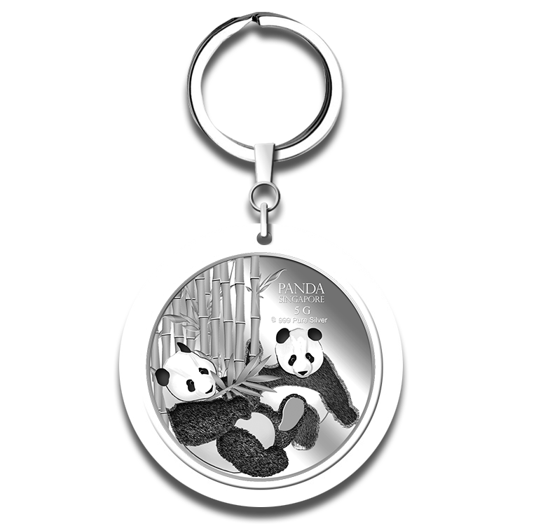 5g Giant Panda (Series 2) Silver Medallion Keychain