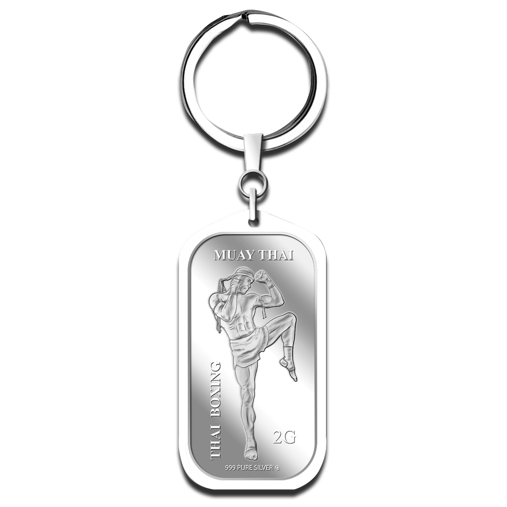 2g Muay Thai Silver Bar Keychain