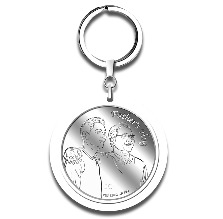 5g 2025 Father’s Hug Silver Medallion Keychain